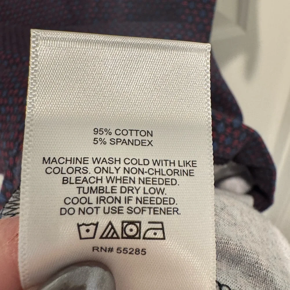 Mens EXPRESS Navy Red Patterned Shirt Size XL - Picture 7 of 8